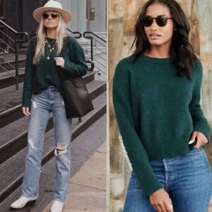 Jenni Kayne Atlas Sweater Teal Green, XS| Merino Wool & Camel Hair Blend